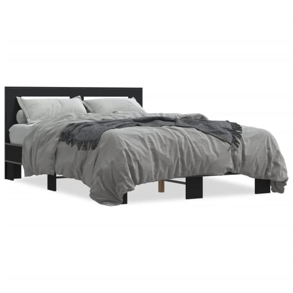 vidaXL Sengeramme svart 135x190 cm konstruert tre og metall