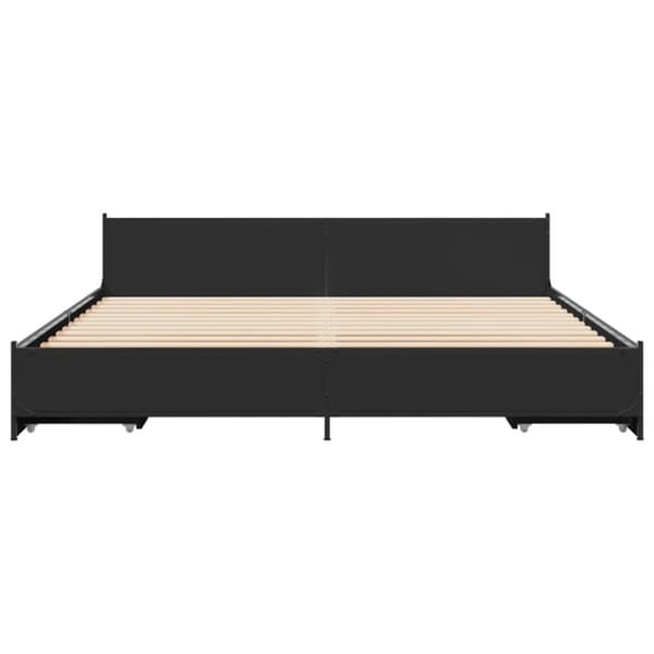 vidaXL sengeramme med skuffer 200x200 cm konstrueret træ sort