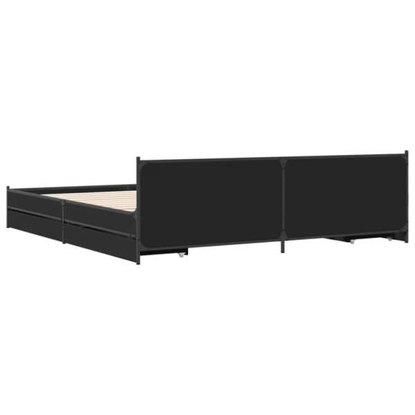 vidaXL sengeramme med skuffer 200x200 cm konstrueret træ sort