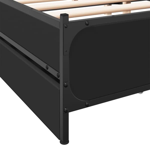vidaXL sengeramme med skuffer 200x200 cm konstrueret træ sort