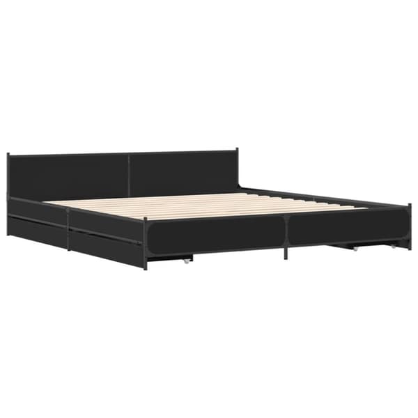 vidaXL sengeramme med skuffer 200x200 cm konstrueret træ sort