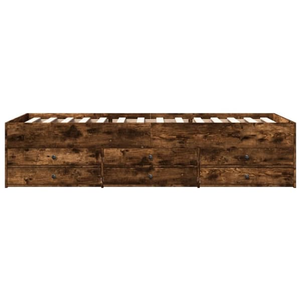 vidaXL Vuodesohva laatikoilla ei patjaa savutammi 90x200 cm