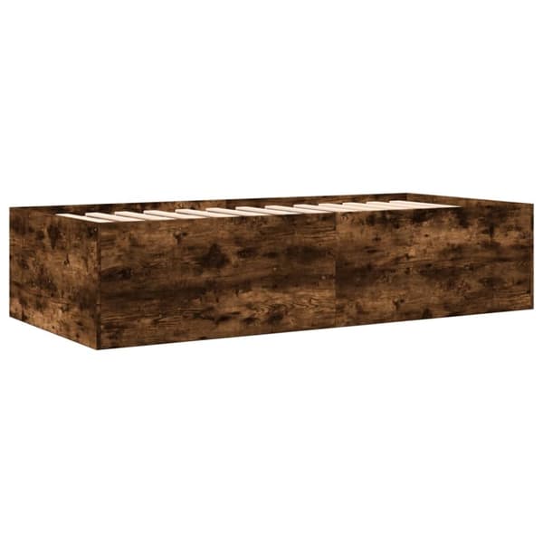 vidaXL Vuodesohva laatikoilla ei patjaa savutammi 90x200 cm