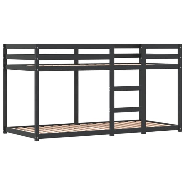vidaXL Parvisänky verhoilla mustavalkoinen 90x200 cm täysi mänty