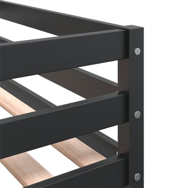 vidaXL Parvisänky verhoilla mustavalkoinen 90x200 cm täysi mänty