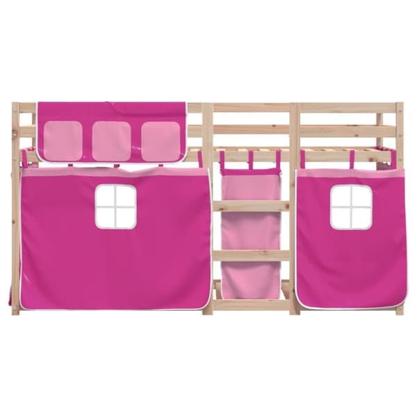 vidaXL Parvisänky verhoilla pinkki 90x190 cm täysi mänty