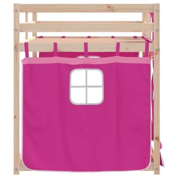vidaXL Parvisänky verhoilla pinkki 90x190 cm täysi mänty