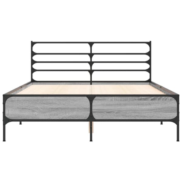 vidaXL Sengeramme grå sonoma 135x190 cm konstruert tre og metall