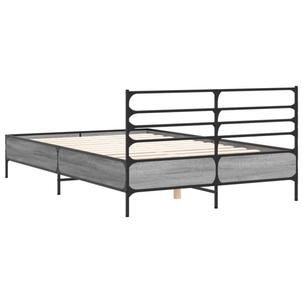 vidaXL Sengeramme grå sonoma 135x190 cm konstruert tre og metall