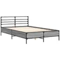 Miniatyrbilde 1 av 9: vidaXL Sengeramme grå sonoma 135x190 cm konstruert tre og metall