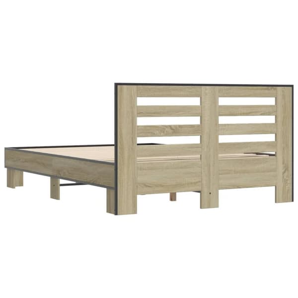 vidaXL sengestel 140x190 cm konstrueret træ og metal sonoma-eg