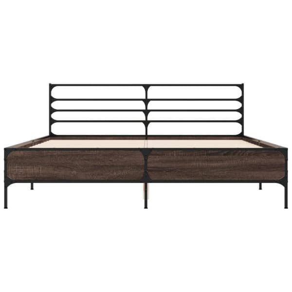 vidaXL sengestel 160x200cm konstrueret træ og metal røget egetræsfarve