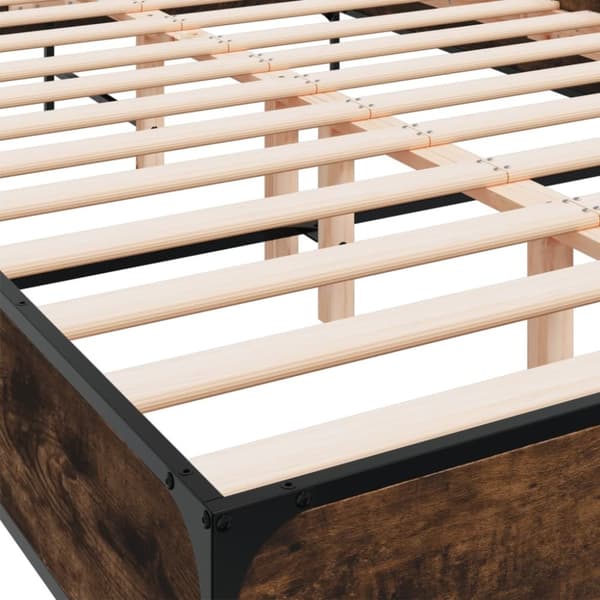 vidaXL sengestel 160x200cm konstrueret træ og metal røget egetræsfarve
