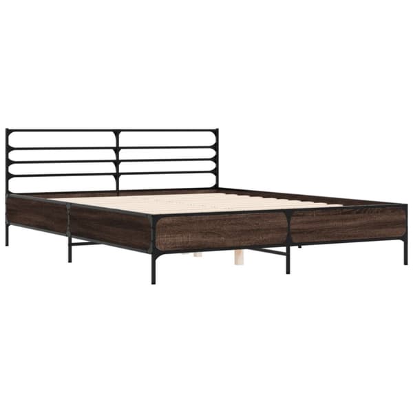 vidaXL sengestel 160x200cm konstrueret træ og metal røget egetræsfarve