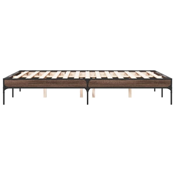 vidaXL Sengeramme brun eik 135x190 cm konstruert tre og metall