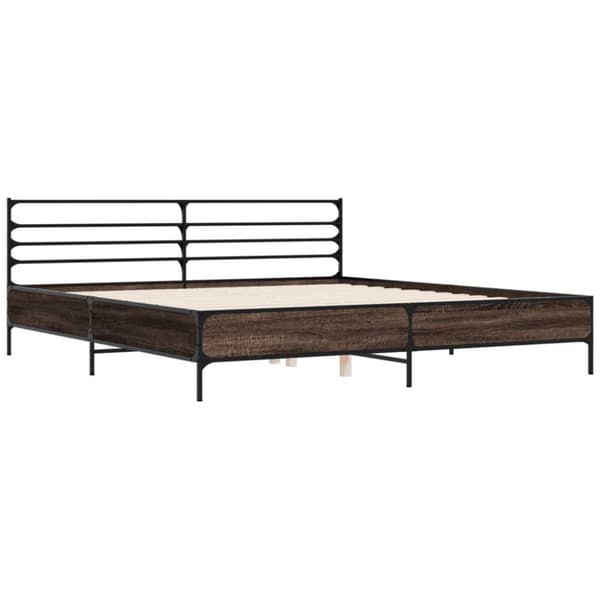 vidaXL Sängynrunko ruskea tammi 180x200 cm tekninen puu ja metalli