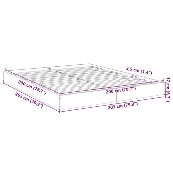 vidaXL sengestel 200x200 cm konstrueret træ grå sonoma-eg