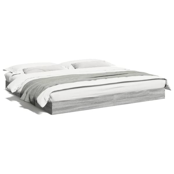 vidaXL sengestel 200x200 cm konstrueret træ grå sonoma-eg