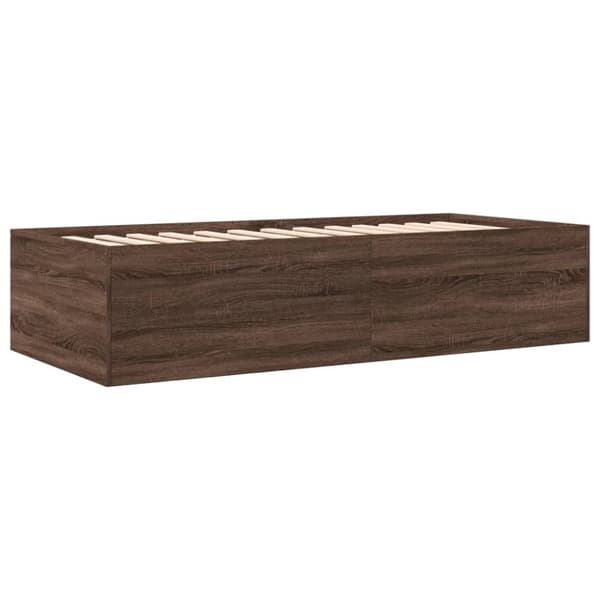 vidaXL Vuodesohva laatikoilla ei patjaa ruskea tammi 90x200 cm