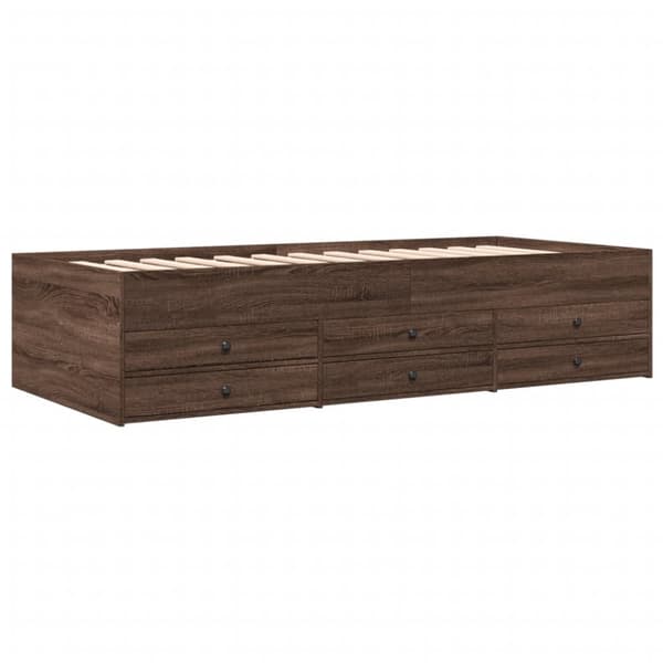 vidaXL Dagseng med skuffer uten Madrass brun eik 90x200 cm