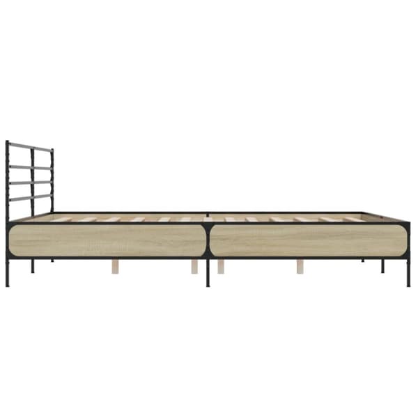 vidaXL Sängynrunko Sonoma-tammi 200x200 cm tekninen puu ja metalli