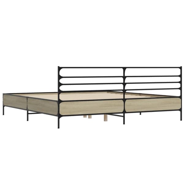 vidaXL Sängynrunko Sonoma-tammi 200x200 cm tekninen puu ja metalli