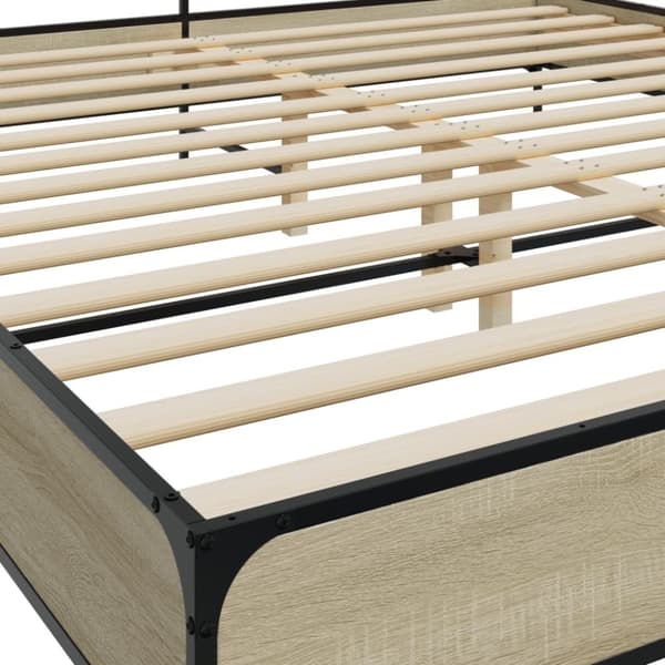 vidaXL Sängynrunko Sonoma-tammi 200x200 cm tekninen puu ja metalli