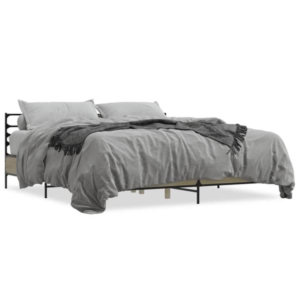 vidaXL Sängynrunko Sonoma-tammi 200x200 cm tekninen puu ja metalli