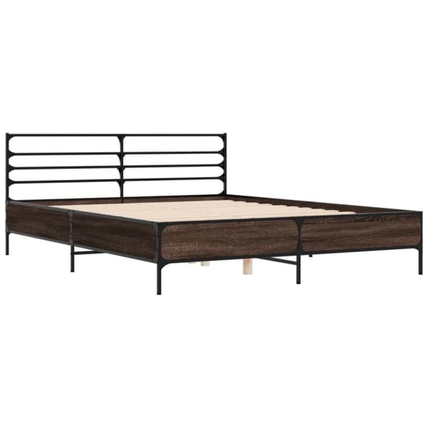 vidaXL Sengeramme brun eik 160x200 cm konstruert tre og metall