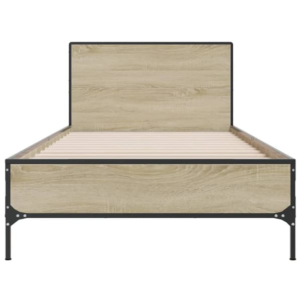 vidaXL Sängynrunko Sonoma tammi 100x200 cm tekninen puu ja metalli