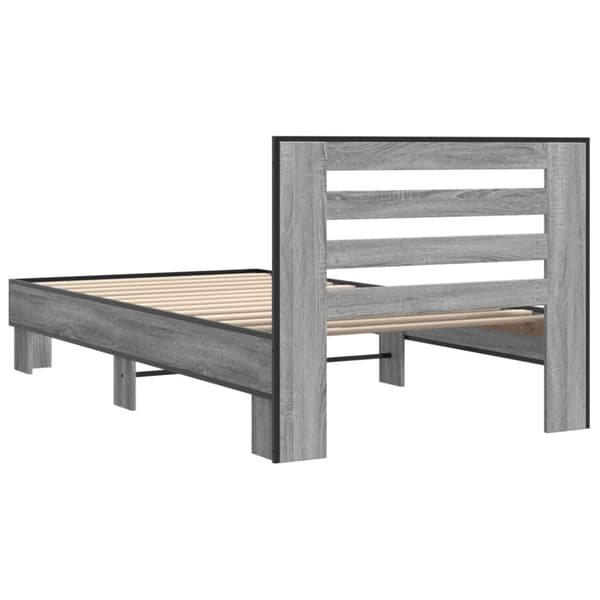 vidaXL Sengeramme grå sonoma 100x200 cm konstruert tre og metall