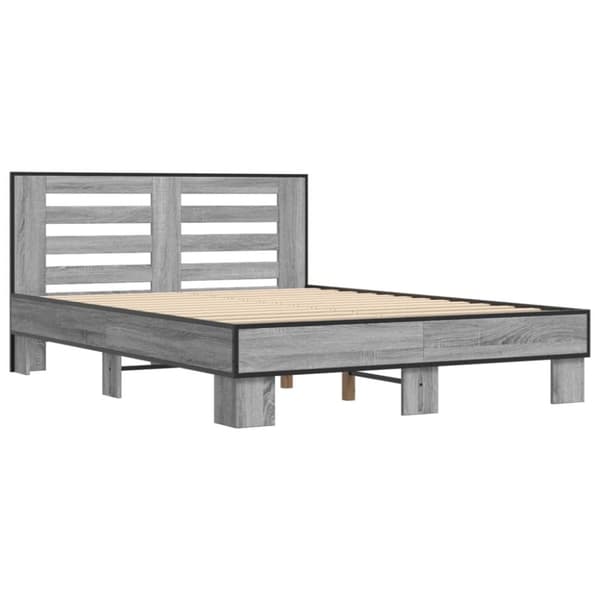 vidaXL Sengeramme grå sonoma 140x200 cm konstruert tre og metall