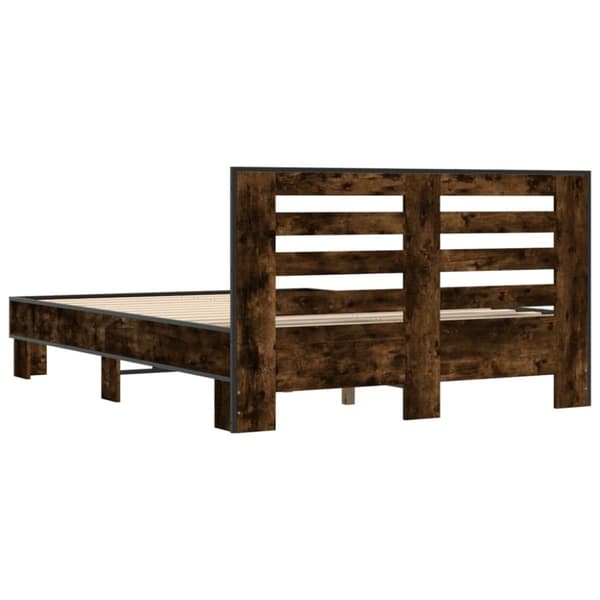 vidaXL Sengeramme røkt eik 135x190 cm konstruert tre og metall