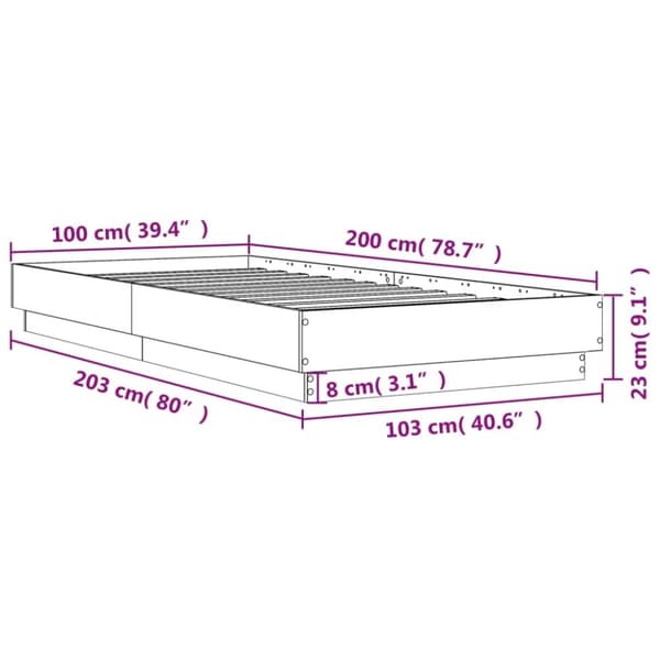 vidaXL Sängynrunko musta 100x200 cm tekninen puu