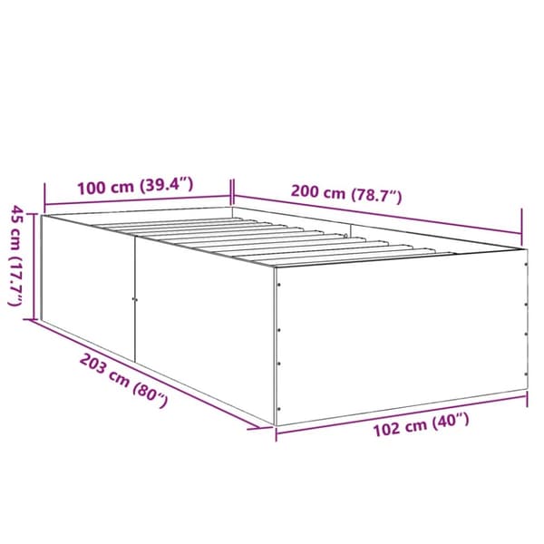 vidaXL Sengeramme brun eik 100x200 cm konstruert tre