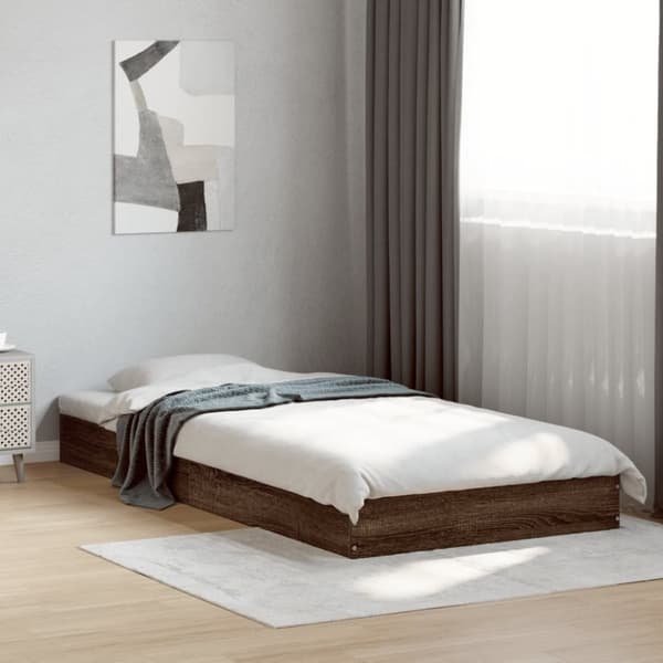 vidaXL Sängram brun ek 75x190 cm konstruerad trä