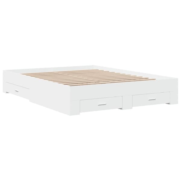 vidaXL Sängram med lådor vit 140x200 cm konstruerad trä