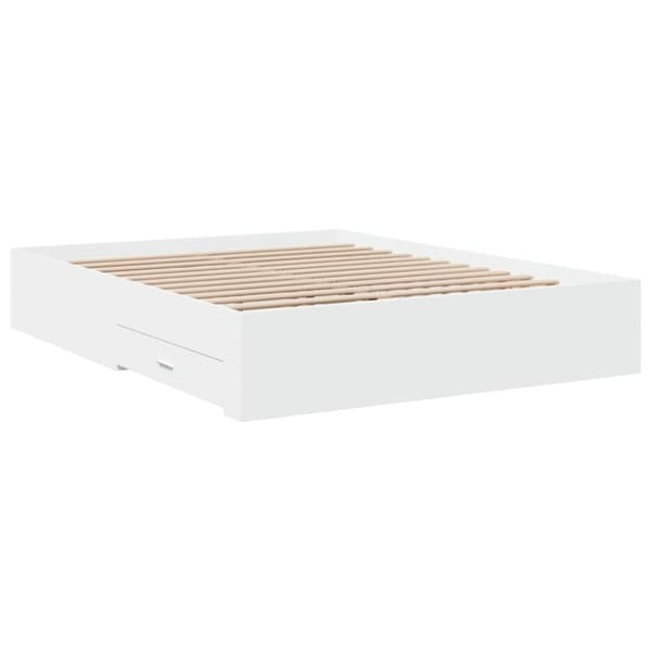 vidaXL sengeramme med skuffer 140x200 cm konstrueret træ hvid