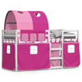 Miniatyrbillede 2 af 11: vidaXL køjeseng med gardiner 90x200 cm massivt fyrretræ pink