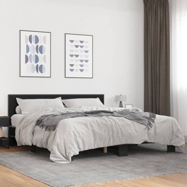 vidaXL Sängynrunko musta 180x200 cm tekninen puu ja metalli