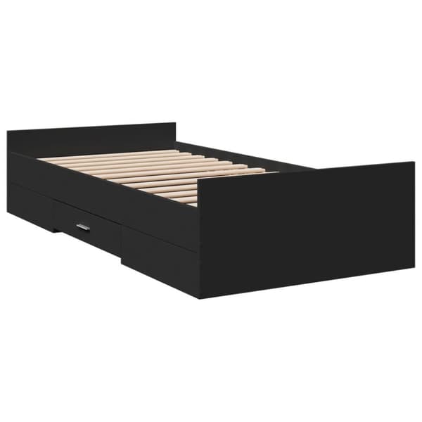 vidaXL Sängynrunko laatikoilla musta 90x190 cm tekninen puu