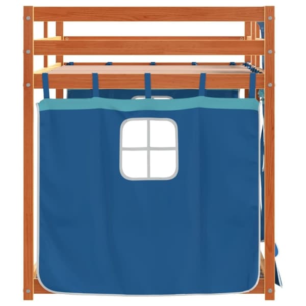 vidaXL Loftsäng med rutschkana blå 75x190 cm massiv furu