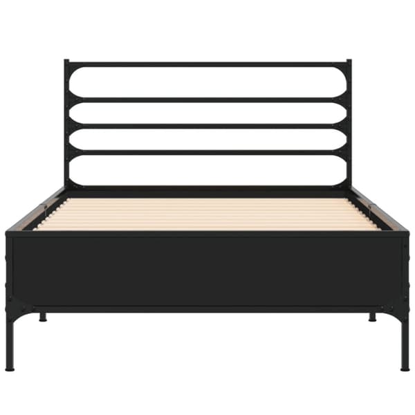 vidaXL sengeramme 100x200 cm konstrueret træ og metal sort