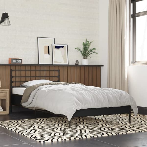 vidaXL sengeramme 100x200 cm konstrueret træ og metal sort