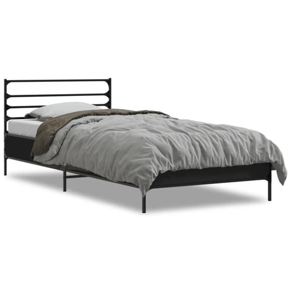 vidaXL sengeramme 100x200 cm konstrueret træ og metal sort