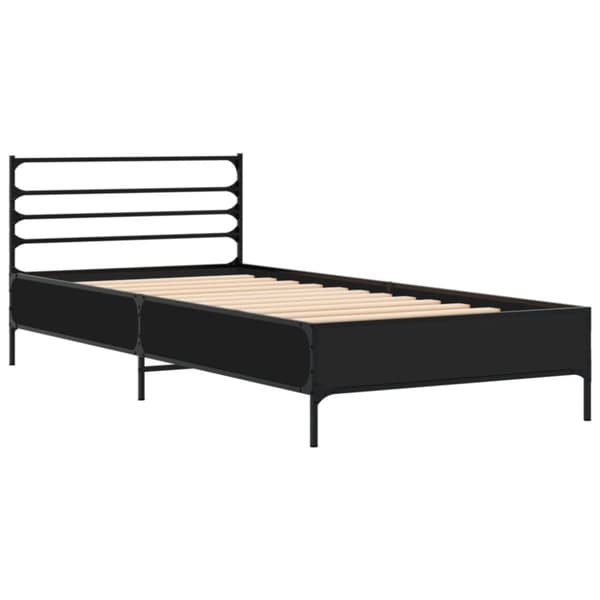 vidaXL sengeramme 100x200 cm konstrueret træ og metal sort