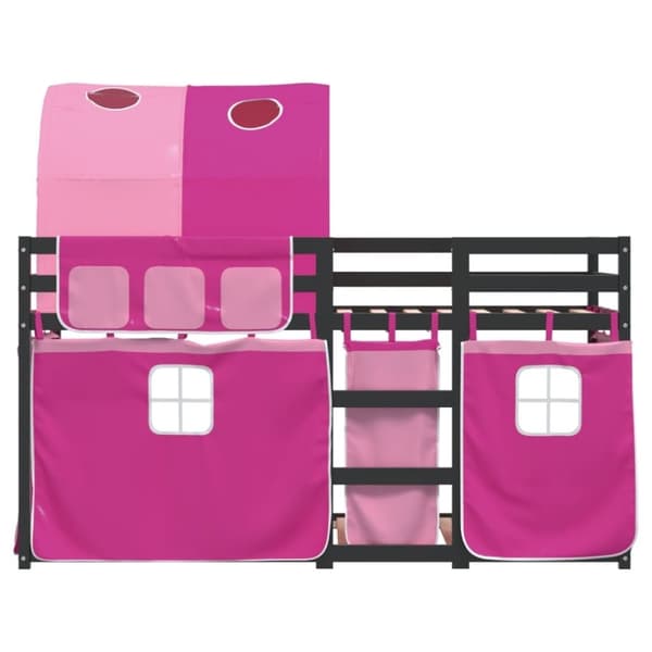 vidaXL Loftsäng med rutschkana rosa 90x200 cm massiv furu