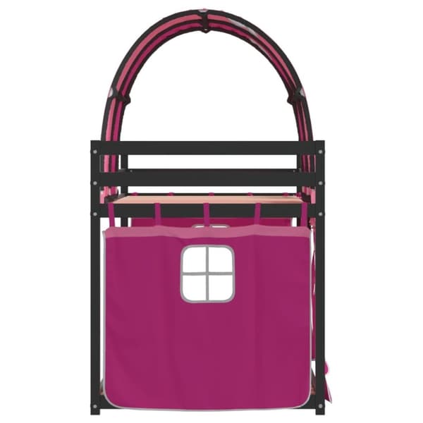 vidaXL Loftsäng med rutschkana rosa 90x200 cm massiv furu
