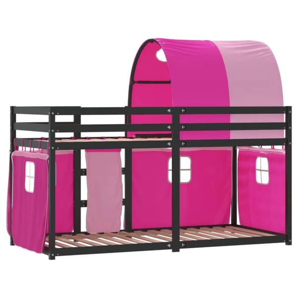vidaXL Loftsäng med rutschkana rosa 90x200 cm massiv furu