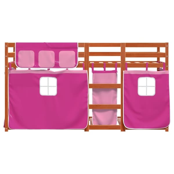 vidaXL køjeseng med gardiner 80x200 cm massivt fyrretræ pink